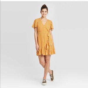 Striped Wrap Mini Dress